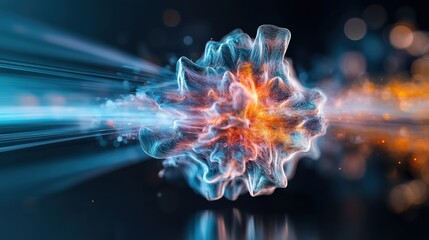 Poster - Dynamic energy burst abstract digital space 3d rendering colorful light effects close-up perspective vibrant concept for seo impact