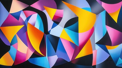 Poster - Colorful Abstract Geometric Shapes in Vibrant Contrasting Palette