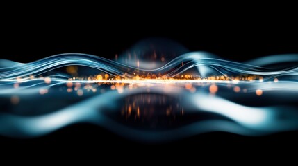 Poster - Dynamic waves of light and energy abstract visuals digital art dark background close-up view motion and flow concept