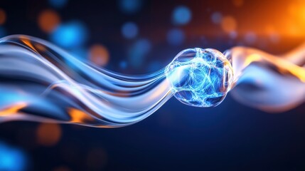 Poster - Dynamic energy wave interaction abstract visuals digital artwork futuristic environment close-up view conceptual technology