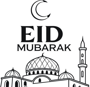 Classic style Eid Mubarak festive white background design.