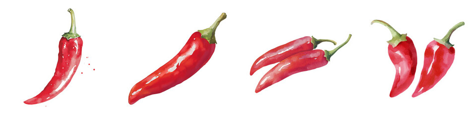 Poster - A vibrant red bell pepper is showcased in a detailed watercolor illustration, isolated on a transparent background, in a png image