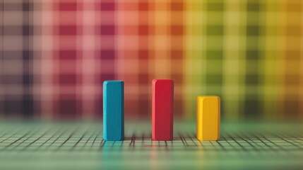 Leinwandbilder - A professional bar chart with bold, colorful bars rising in front of a clean, minimalist grid background, symbolizing financial performance and growth