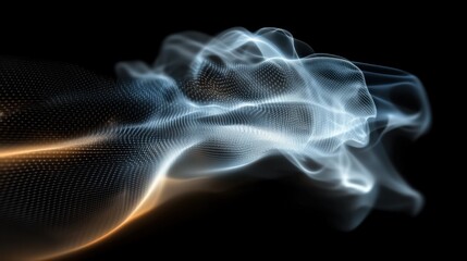 Poster - Dynamic light waves abstract art digital creation dark background close-up view flowing energy concept