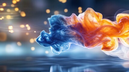 Poster - Dynamic colorful swirling smoke design abstract art scene visual effects studio environment close-up view creative concept