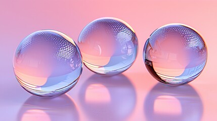 Poster - Colorful Transparent Spheres on Soft Pastel Background for Design