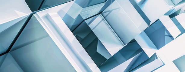 Poster - Abstract shape square pattern blue white futuristic background dynamic.