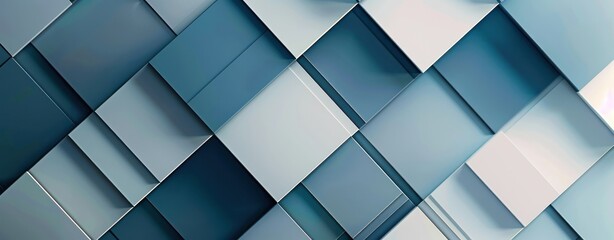 Poster - Abstract shape square pattern blue white futuristic background dynamic.