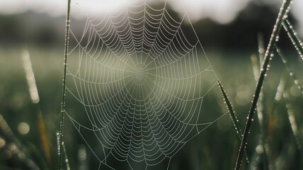 spider web with dew drops