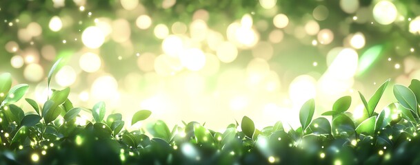 Poster - Beautiful spring background with green grass and bokeh light, banner design 