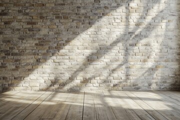 Poster - Rustic brick wall studio background with natural lighting and spacious design for creative projects