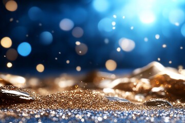 Poster - Golden Glitter Abstract Bokeh Background