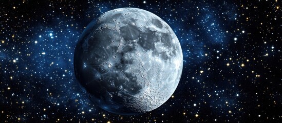 Wall Mural - Moon in Space Celestial Body, Starry Night, Background, Wallpaper