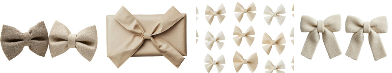 Aufkleber - Elegant in design, this paper bow, created from brown paper, is well-suited for gift wrapping and craft applications, provided as a PNG image on a transparent background