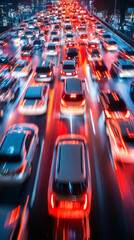 Poster - Nighttime highway long exposure revealing racing cars, streaming light trails depicting urban traffic movement and kinetic energy