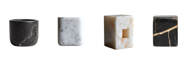 Poster - With its sleek and modern design and elegant stone textures, the Gray Marble Vase With Natural Patterns is presented isolated on a transparent background as a png image
