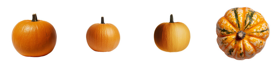 Poster - A vibrant round orange pumpkin with a stem is showcased, featuring a smooth surface, isolated on a transparent background in a png file