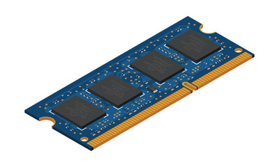 Leinwandbilder - Isometric random access memory. RAM memory realistic 3d isometric. Computer hardware components. Vector illustration