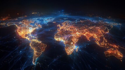 Poster - World Map Digital Network Connectivity