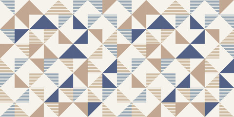 Retro style diagonal stripes and angular shapes. quilt blocks design, seamless repeating vector pattern, Abstract simple geometric background for fabric, textile design or interior decoration. colors