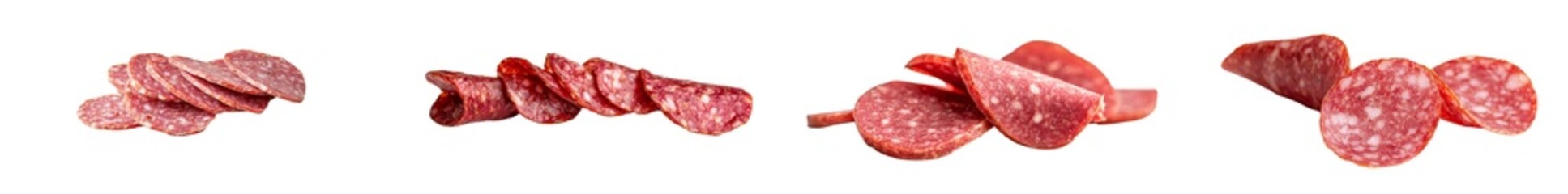 Poster - This image features whole and sliced chorizo sausage, displaying its full length and detailed slices, perfect for culinary and food-related visuals, isolated on a transparent background in png format