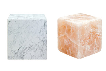Poster - Showcasing a refined, polished appearance and detailed patterns, the White Marble Cube with natural Grey Veining is presented in isolation on a transparent background as a png image