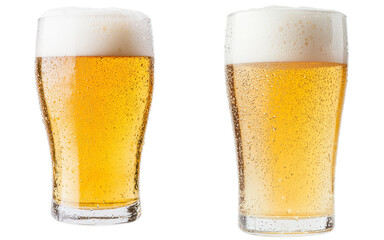 Poster - Cold beer in a glass, topped with a frothy foam head and perfect for a refreshing drink, isolated on a transparent png background