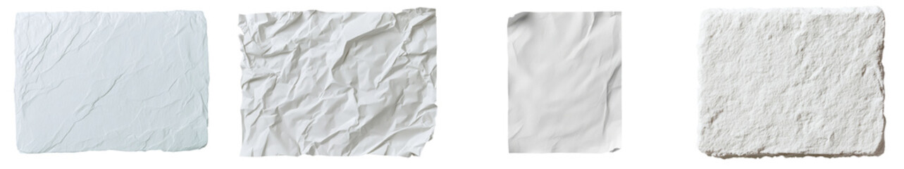 Poster - White paper with a textured, slightly rough surface, perfect for artistic and craft uses, is shown here isolated on a transparent background, saved as a png