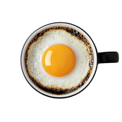 Poster - The image is a 3D illustration of a fried egg, captured from directly above, with a bright yellow yolk and perfectly cooked white, all on a transparent background in png