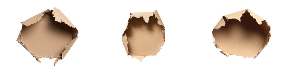 Poster - This torn piece of brown cardboard, with its rough edges and visible imperfections, showcases a natural texture that is perfect for adding to design projects, isolated on a transparent background in