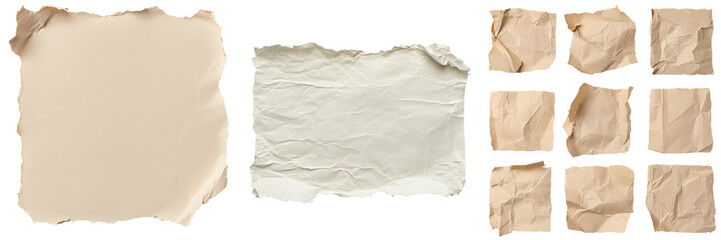 Poster - A sheet of paper that is both wrinkled and torn, with a rough texture and edges that are not even, is well-suited for projects that emphasize eco-friendliness, vintage aesthetics, or unique