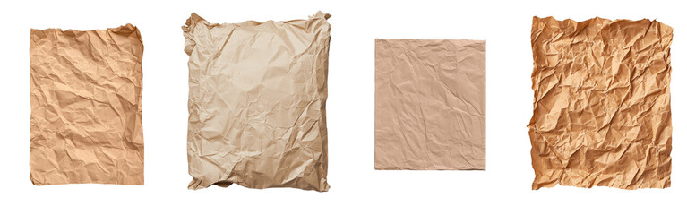 Poster - Brown paper with a crinkled texture and scalloped edges has a rustic, vintage appearance, making it well-suited for use in design and crafting projects, isolated against a transparent background in