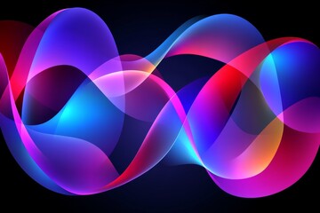 Wall Mural - dynamic wave lines and trails flow in a variety of colors against a black backdrop, forming an abstr