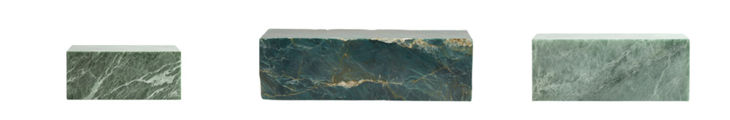 Poster - Featuring a smooth surface and natural veins, this green marble block displays organic patterns and vibrant green tones, isolated on a transparent background and saved as a png
