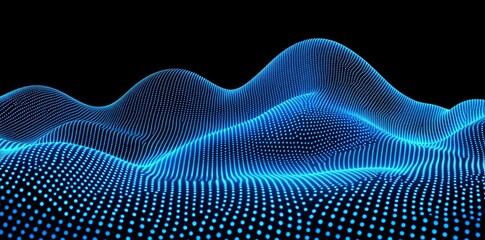 Wall Mural - abstract waves emanating from particles and lines of blue, futuristic, beautiful, flying, glowing, m