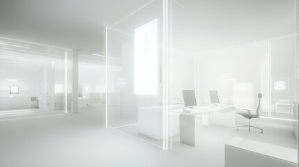 Poster - Bright Modern Office Interior with Minimalist Design and Lighting