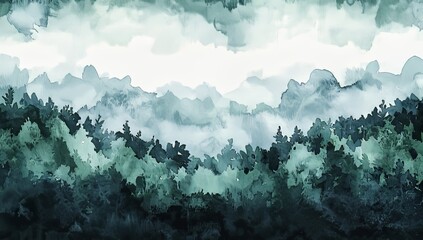 Poster - a soft green watercolor texture featuring blended shades and abstract patterns