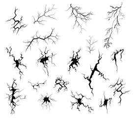 Fototapete - a diverse array of vector illustrations showcases intricate cracks and lightning patterns. each desi