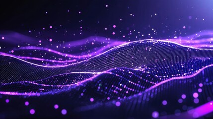 Poster - Abstract digital wave with vibrant glowing dots, technology motion background, futuristic network