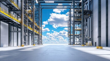 Poster - Advanced construction site with robotic scaffolding systems