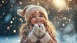 © procreation - Happy Little Girl Playing in the Snow, Winter Wonderland