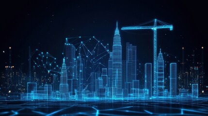 Poster - AI-powered tower cranes optimizing construction site logistics