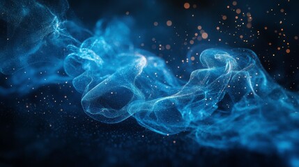 Poster - an ethereal blue wave of light and particles, evoking a sense of tranquility and mystery.