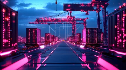Poster - AI-powered tower cranes optimizing construction site logistics