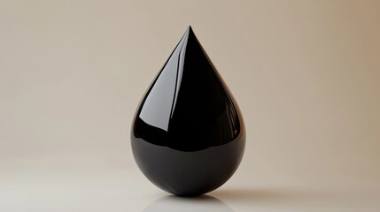 Poster - Captivating reflection of a black drop sculpture studio environment artistic photography minimalist aesthetics close-up viewpoint concept of fluidity and form