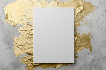Poster - Vertical golden picture canvas mockup for personal customization on light gray background
