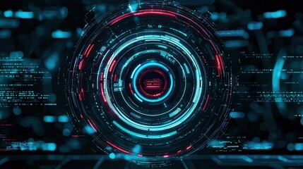 Poster - Cyber security concept with glowing shield and digital lock, futuristic tech protection interface