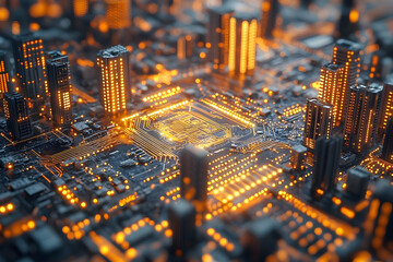 Poster - City built on a circuit board