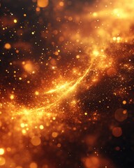 Canvas Print - abstract golden light trails on dark background creating a magical and dreamy cosmic atmosphere