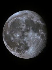 Wall Mural - detailed lunar surface with craters and maria against a dark space background celestial orb night sk